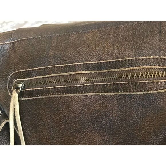 J Tote Chocolate Leather Messenger Satchel - Picture 7 of 9